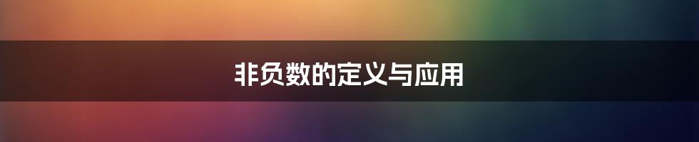 非负数的定义与应用