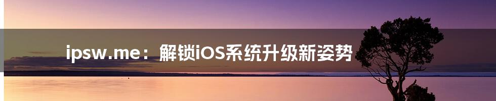 ipsw.me：解锁iOS系统升级新姿势