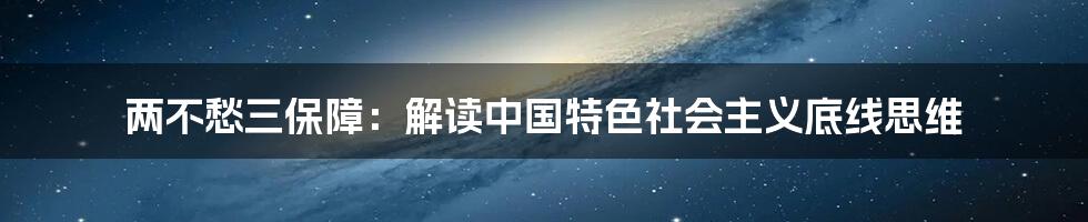 两不愁三保障：解读中国特色社会主义底线思维