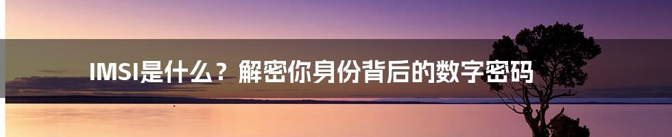 IMSI是什么？解密你身份背后的数字密码