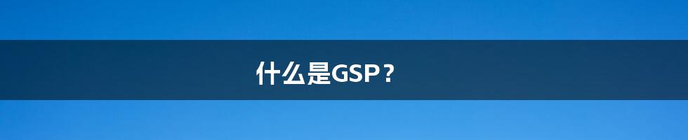 什么是GSP？