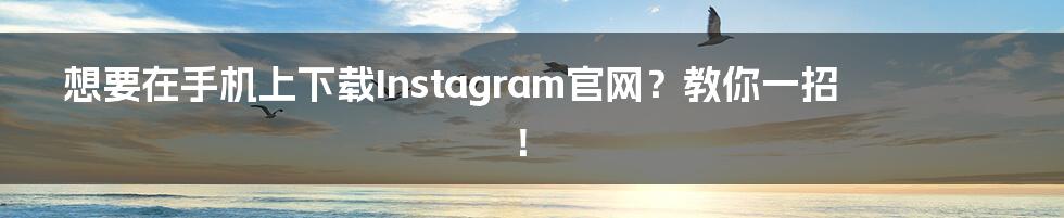 想要在手机上下载Instagram官网？教你一招！