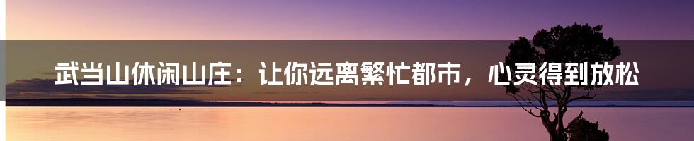 武当山休闲山庄：让你远离繁忙都市，心灵得到放松