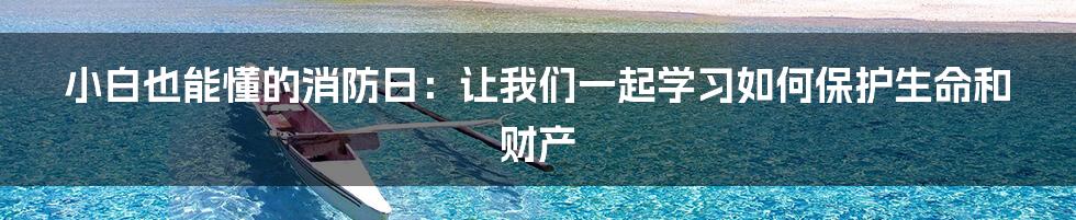 小白也能懂的消防日：让我们一起学习如何保护生命和财产