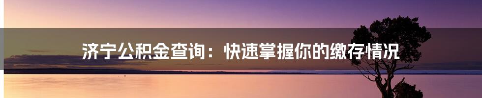 济宁公积金查询：快速掌握你的缴存情况