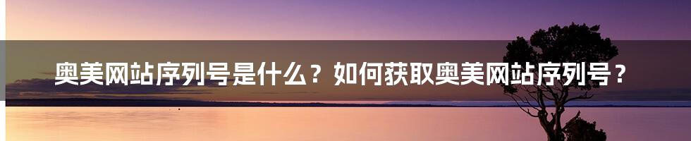 奥美网站序列号是什么？如何获取奥美网站序列号？