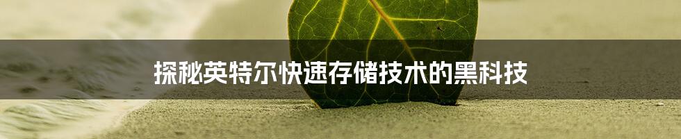 探秘英特尔快速存储技术的黑科技