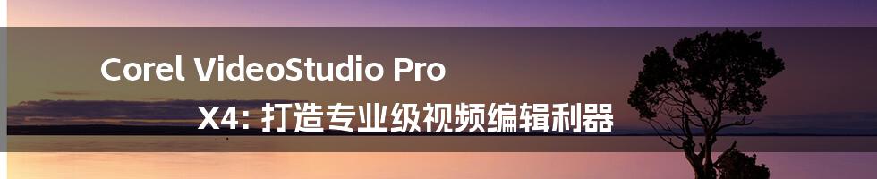 Corel VideoStudio Pro X4: 打造专业级视频编辑利器