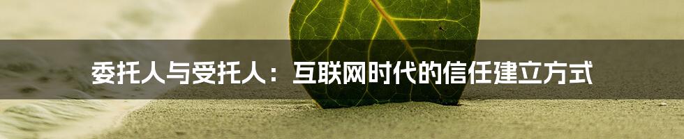 委托人与受托人：互联网时代的信任建立方式