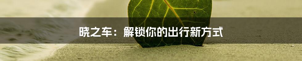 晓之车：解锁你的出行新方式