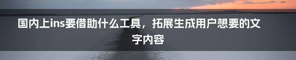 国内上ins要借助什么工具，拓展生成用户想要的文字内容