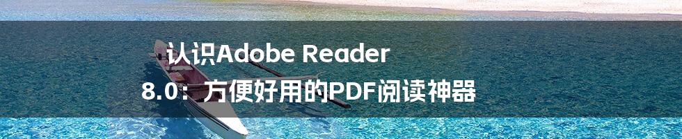 认识Adobe Reader 8.0：方便好用的PDF阅读神器