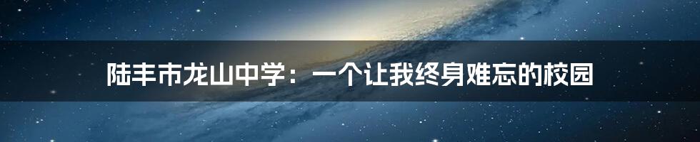 陆丰市龙山中学：一个让我终身难忘的校园