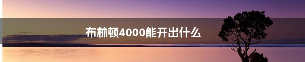 布林顿4000能开出什么