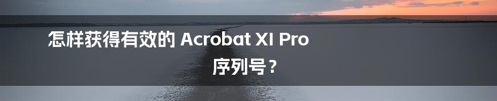 怎样获得有效的 Acrobat XI Pro 序列号？