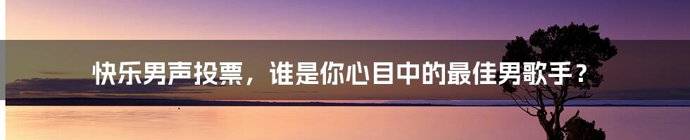 快乐男声投票，谁是你心目中的最佳男歌手？