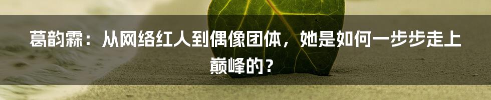 葛韵霖：从网络红人到偶像团体，她是如何一步步走上巅峰的？