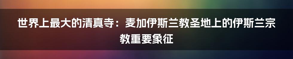 世界上最大的清真寺：麦加伊斯兰教圣地上的伊斯兰宗教重要象征