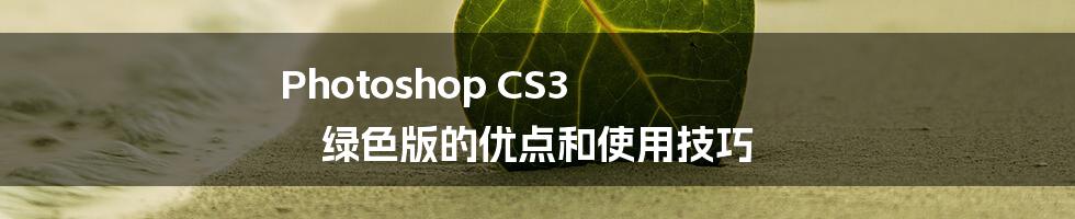 Photoshop CS3 绿色版的优点和使用技巧