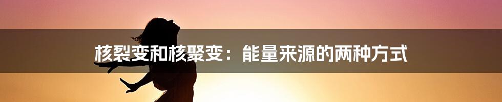 核裂变和核聚变：能量来源的两种方式