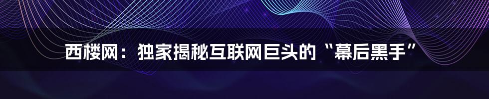 西楼网：独家揭秘互联网巨头的“幕后黑手”