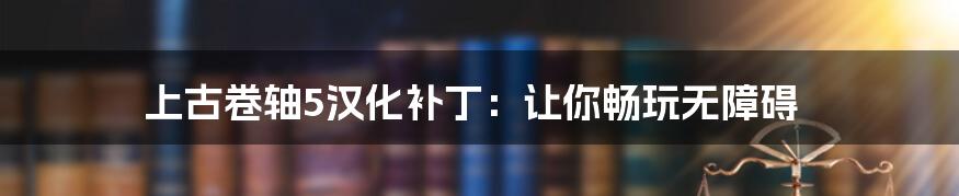 上古卷轴5汉化补丁：让你畅玩无障碍