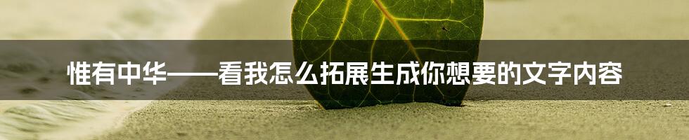 惟有中华——看我怎么拓展生成你想要的文字内容