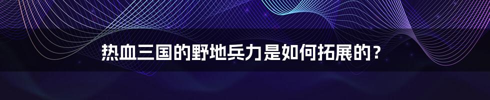 热血三国的野地兵力是如何拓展的？