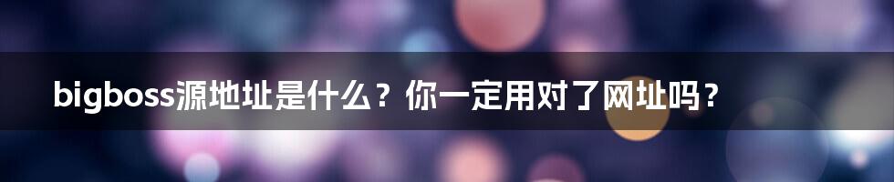 bigboss源地址是什么？你一定用对了网址吗？