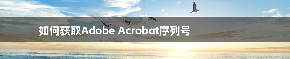 如何获取Adobe Acrobat序列号