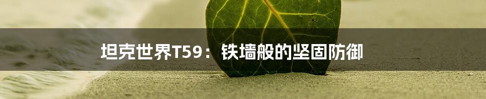 坦克世界T59：铁墙般的坚固防御