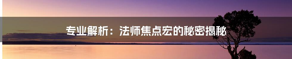 专业解析：法师焦点宏的秘密揭秘