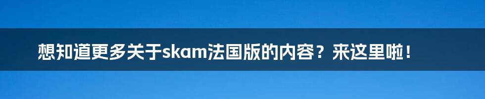 想知道更多关于skam法国版的内容？来这里啦！