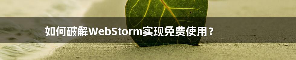 如何破解WebStorm实现免费使用？