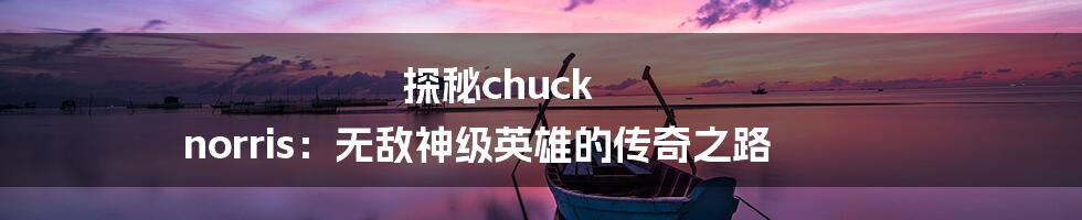 探秘chuck norris：无敌神级英雄的传奇之路