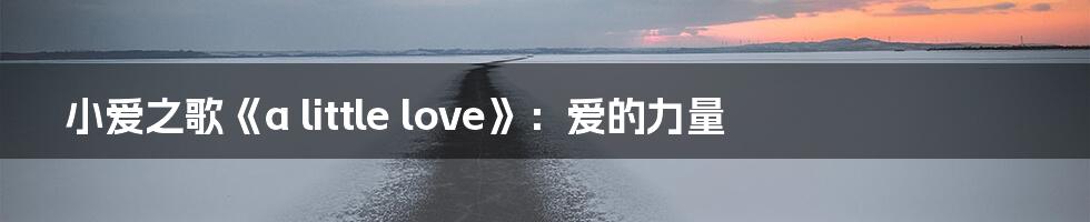 小爱之歌《a little love》：爱的力量