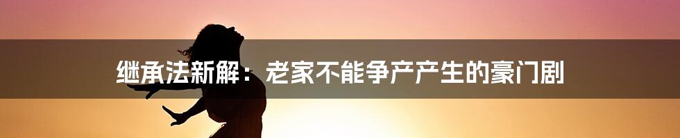 继承法新解：老家不能争产产生的豪门剧