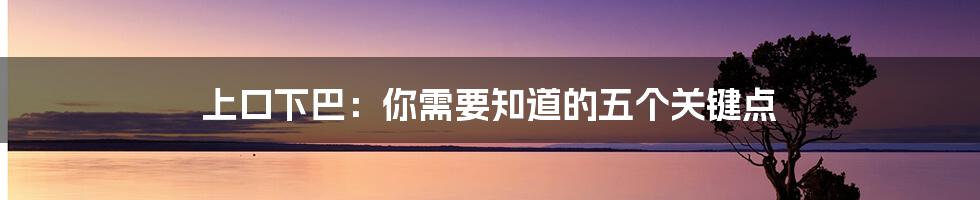 上口下巴：你需要知道的五个关键点