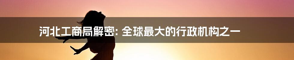 河北工商局解密: 全球最大的行政机构之一