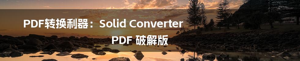 PDF转换利器：Solid Converter PDF 破解版