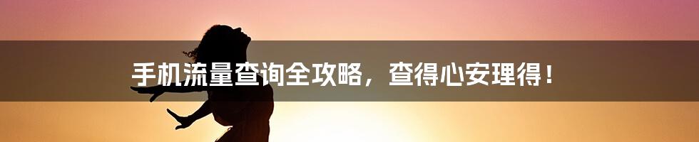 手机流量查询全攻略，查得心安理得！