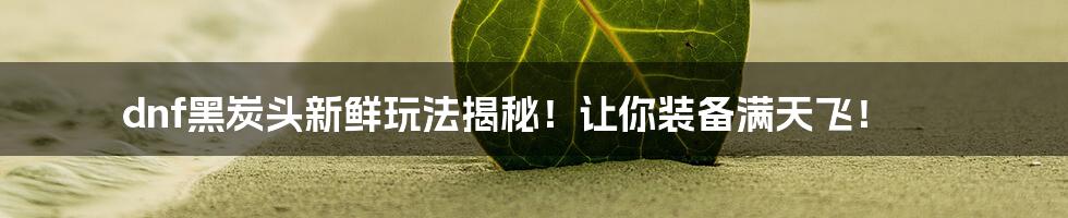 dnf黑炭头新鲜玩法揭秘！让你装备满天飞！