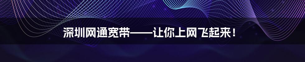 深圳网通宽带——让你上网飞起来！