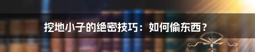 挖地小子的绝密技巧：如何偷东西？