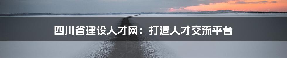 四川省建设人才网：打造人才交流平台