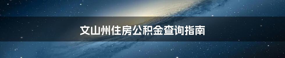 文山州住房公积金查询指南