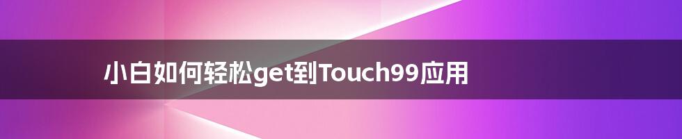 小白如何轻松get到Touch99应用