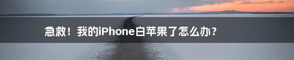 急救！我的iPhone白苹果了怎么办？