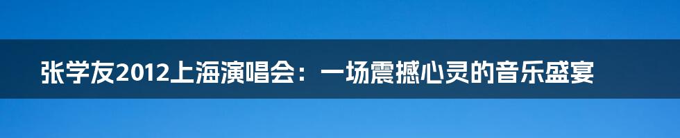 张学友2012上海演唱会：一场震撼心灵的音乐盛宴