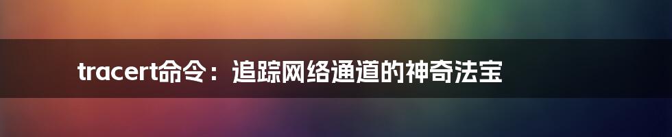 tracert命令：追踪网络通道的神奇法宝